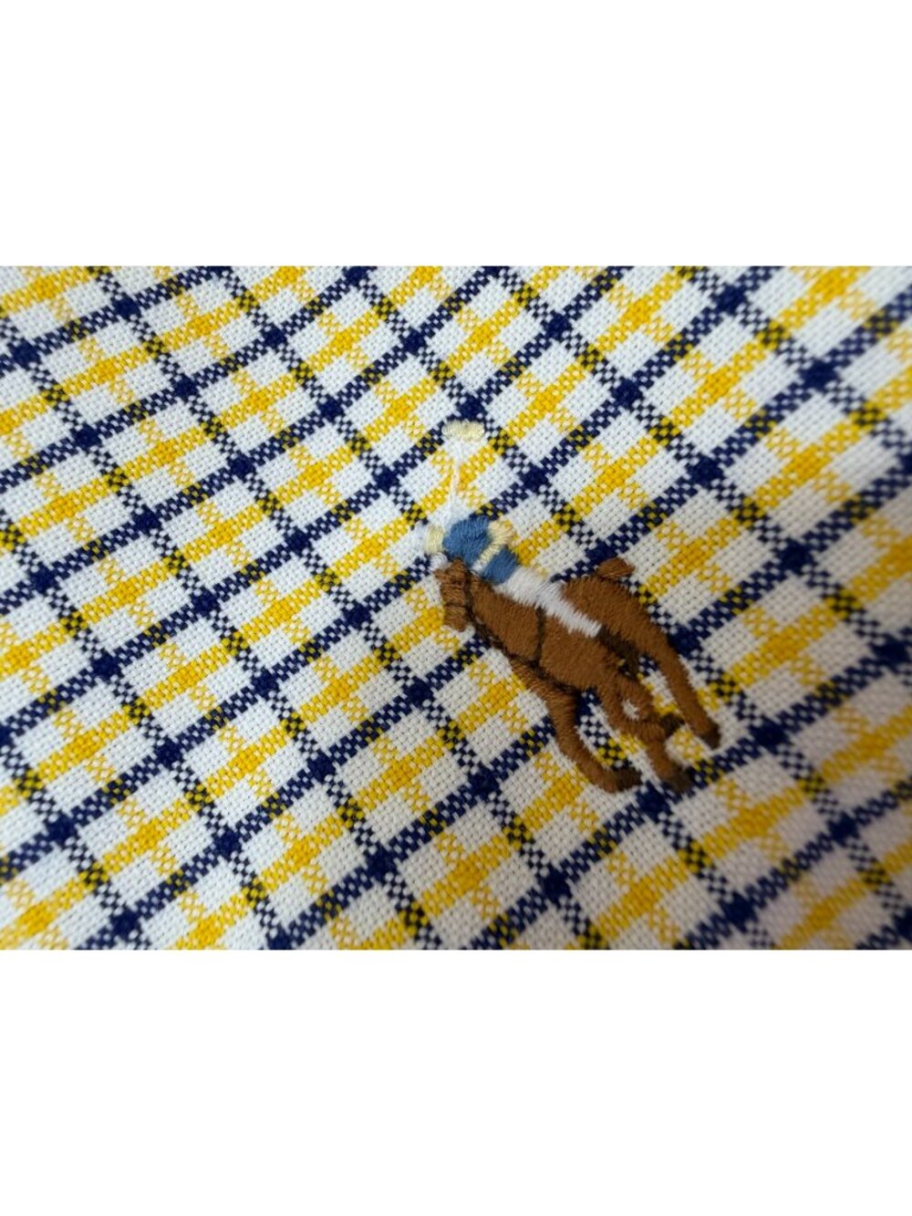 Polo Ralph Lauren Mens M Medium Flesh Pony Button Down Yellow Plaid Classic Fit